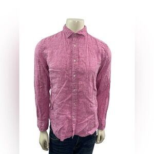 Banana Republic Camden Standard Fit Men’s Size M Pink Linen Button Up Shirt